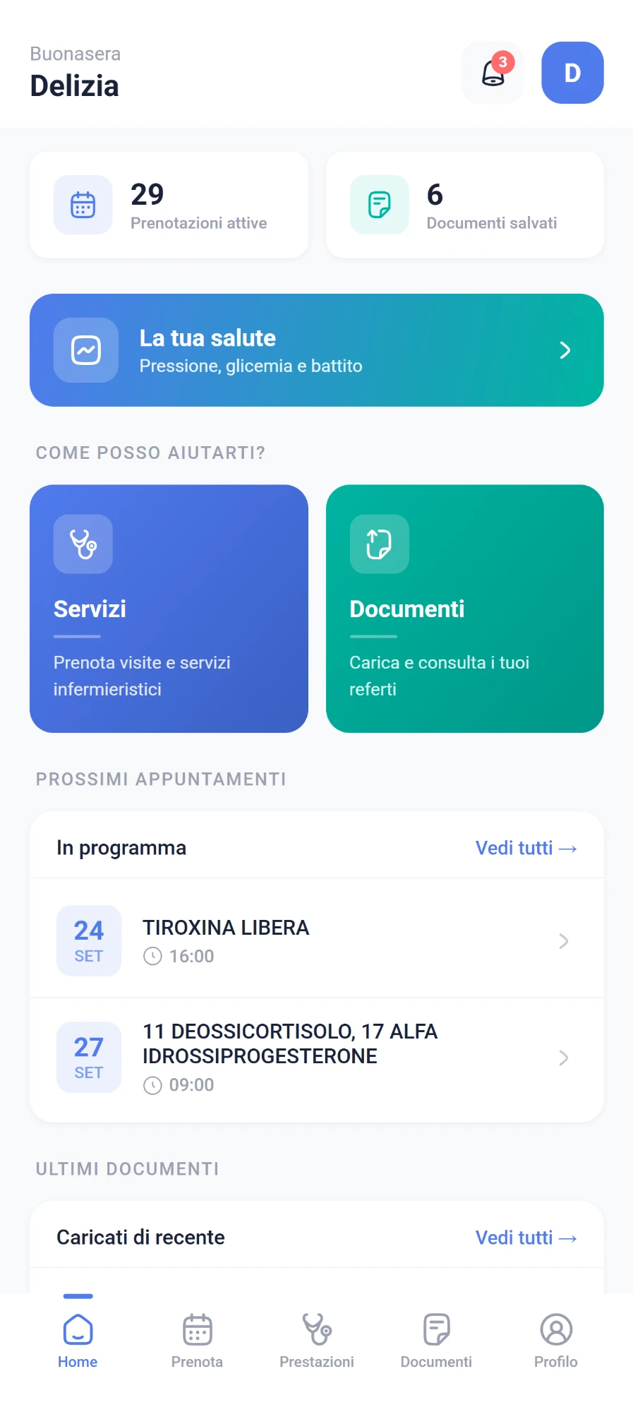 FlorenceCare app home screen